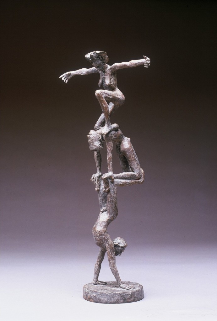 Couple with crone her arms outstretched