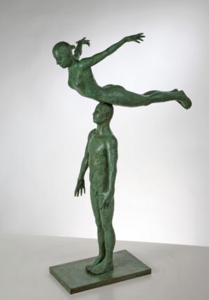 Man and flying woman