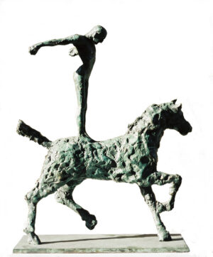 Standing man horse