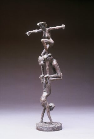 Couple with crone; her arms outstretched